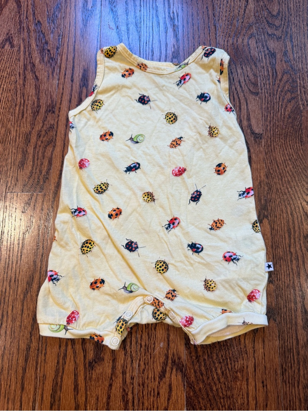 Molo Yellow Bug Print Baby Romper 6 Months